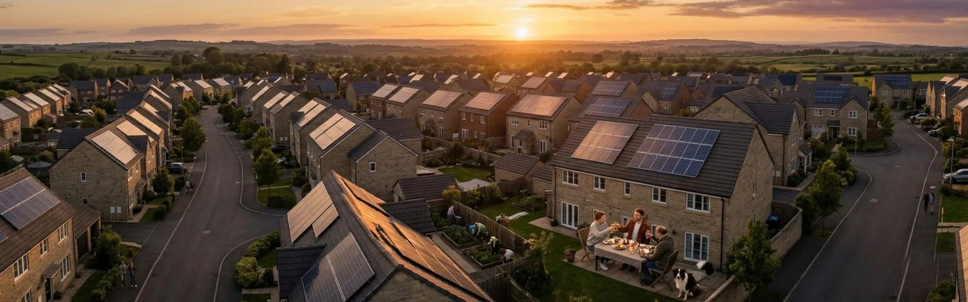 Solar panels on homes in Burnley
