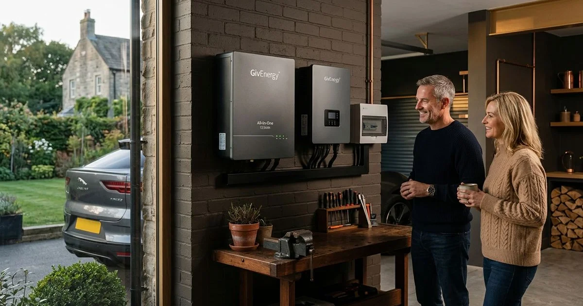 Store excess solar energy with GivEnergy or Tesla Powerwall units. Use your own power after sunset instead of buying from the grid at peak rates.